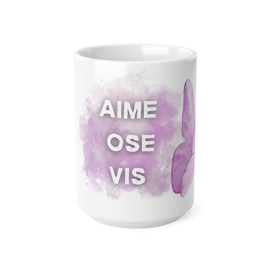 Tasse "Aime·Ose·Vis" - Papillon violet- Tasse inspiratrice - Cadeau motivation - Mindfulness, 11oz, 15oz