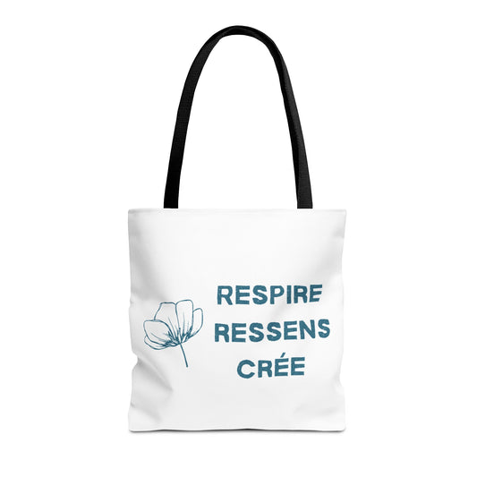 Tote bag - "Respire·Ressens·Crée" - Création Attitude - Sac inspirant · Bien-être · Aquarelle