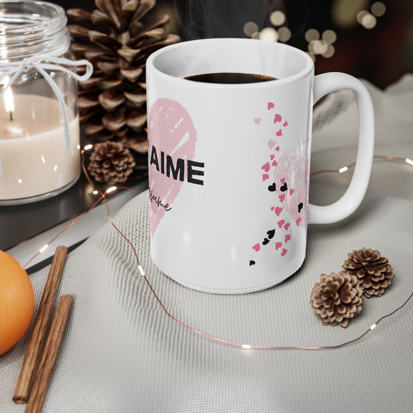 Tasse "Je m'aime et j'assume" - Coeur rose - Tasse inspiration - Amour de soi, 11oz, 15oz