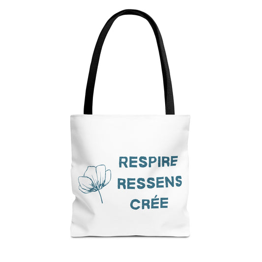 Tote bag - "Respire·Ressens·Crée" - Création Attitude - Sac inspirant · Bien-être · Aquarelle