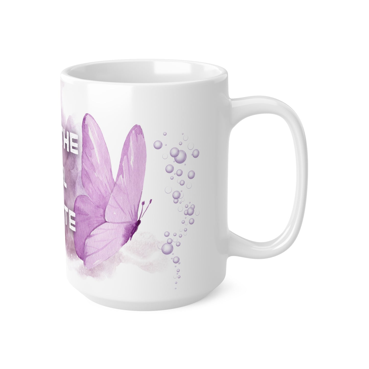 Mug "Breathe·Feel·Create" - Purple Butterfly- Inspirational Mug  - Mindfulness, 11oz, 15oz
