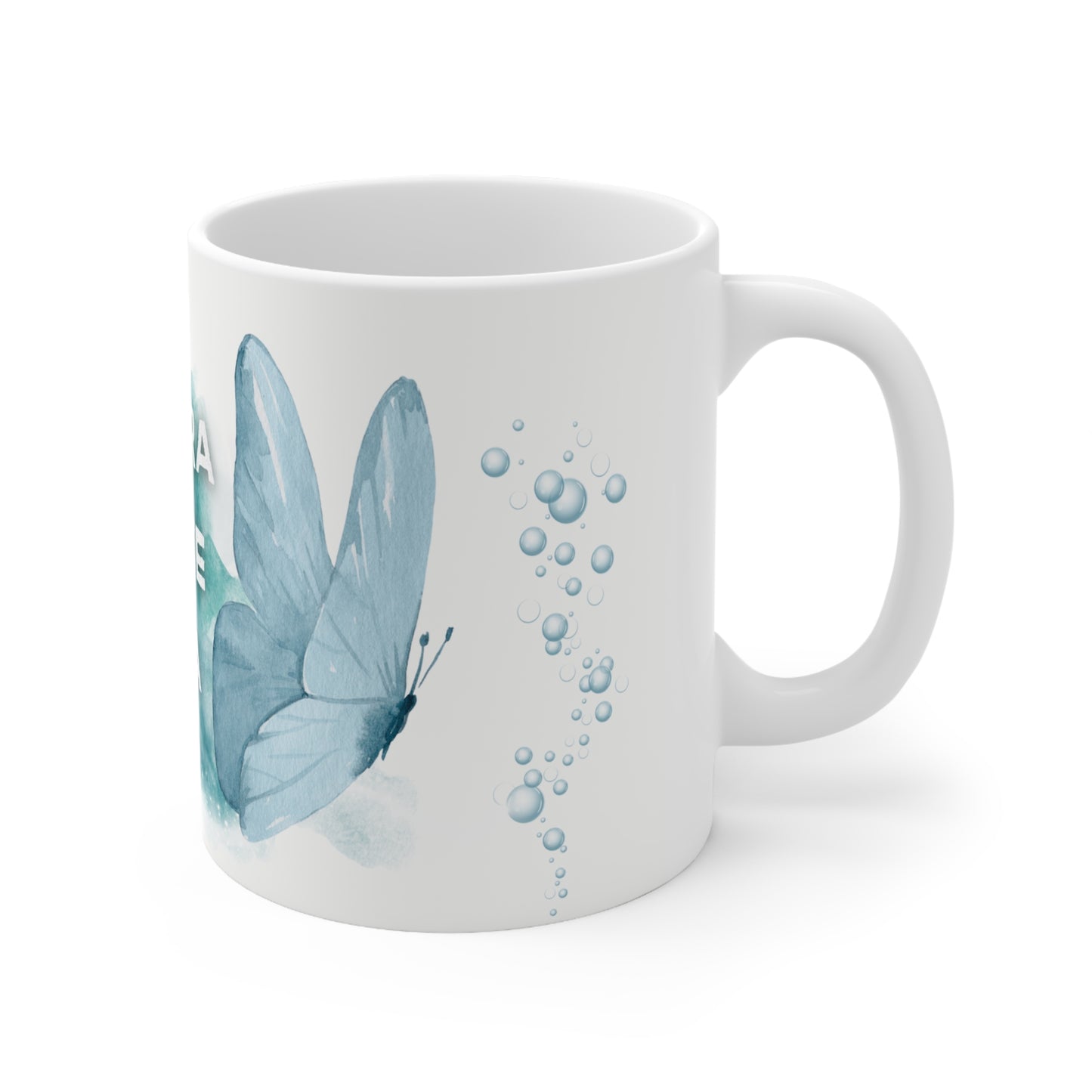 Taza "Respira·Siente·Crea" - Mariposa Turquesa - Taza Inspiradora - Regalo Motivación - Mindfulness, 11oz, 15oz