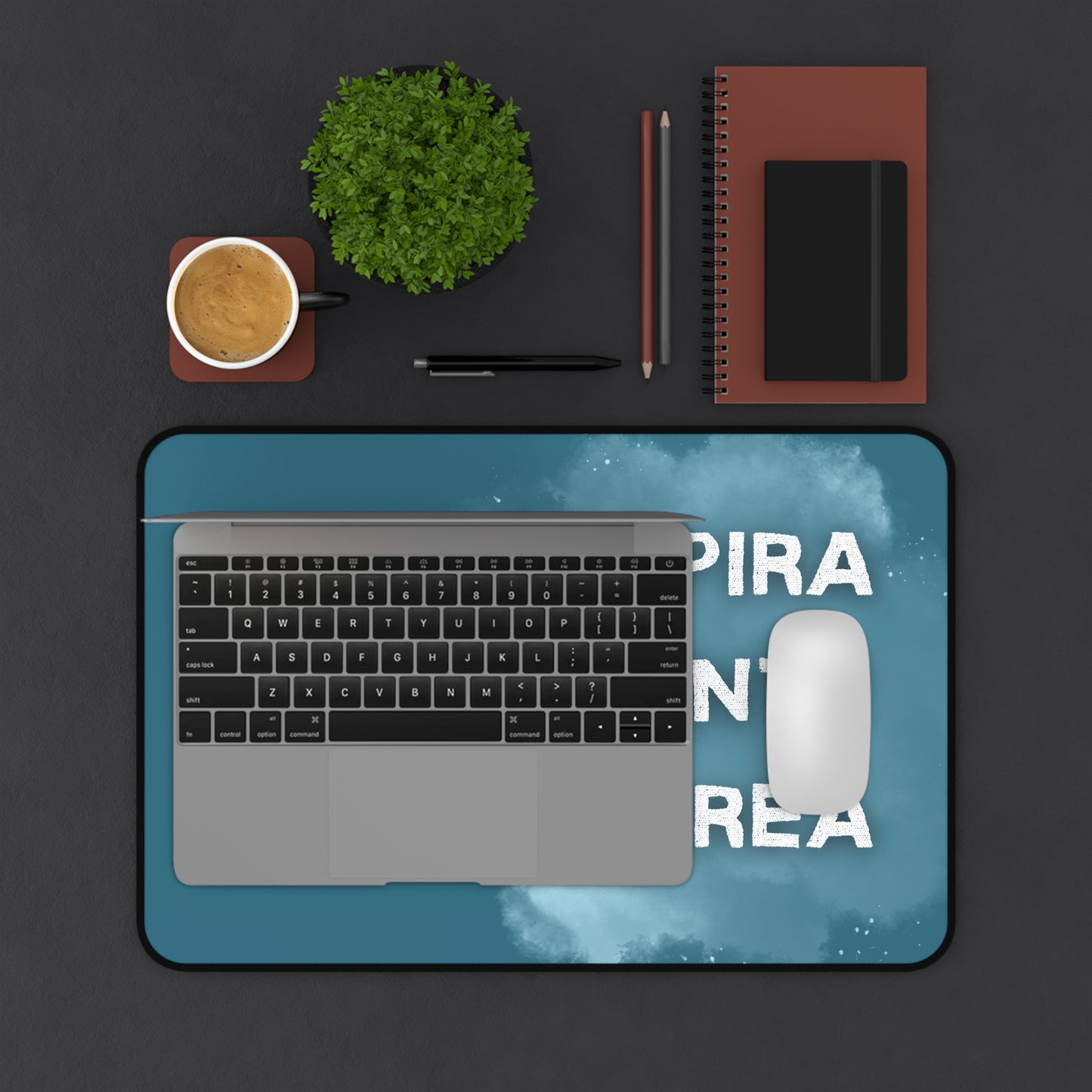 Tapete de Escritorio Inspirador - "Respira · Siente · Crea" / Alfombrilla Grande para Oficina y Creatividad