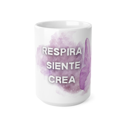 Taza "Respira·Siente·Crea" - Mariposa Morada - Taza Inspiradora - Regalo Motivación - Mindfulness, 11oz, 15oz