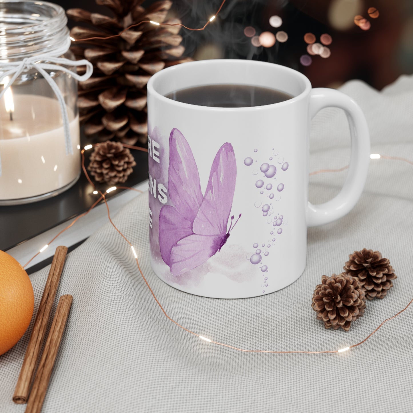 Tasse "Respire·Ressens·Crée" - Papillon Violet/Lavance - Cadeau Bien-être · Tasse inspirante · Mindfulness 11oz, 15oz