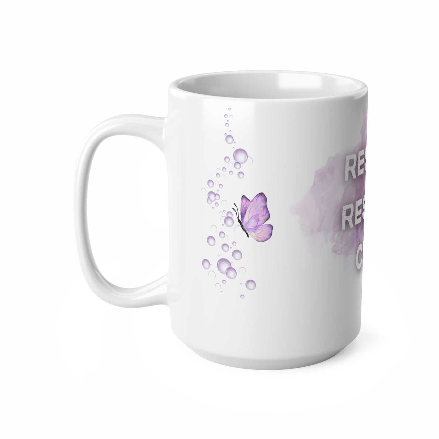 Tasse "Respire·Ressens·Crée" - Papillon Violet/Lavance - Cadeau Bien-être · Tasse inspirante · Mindfulness 11oz, 15oz