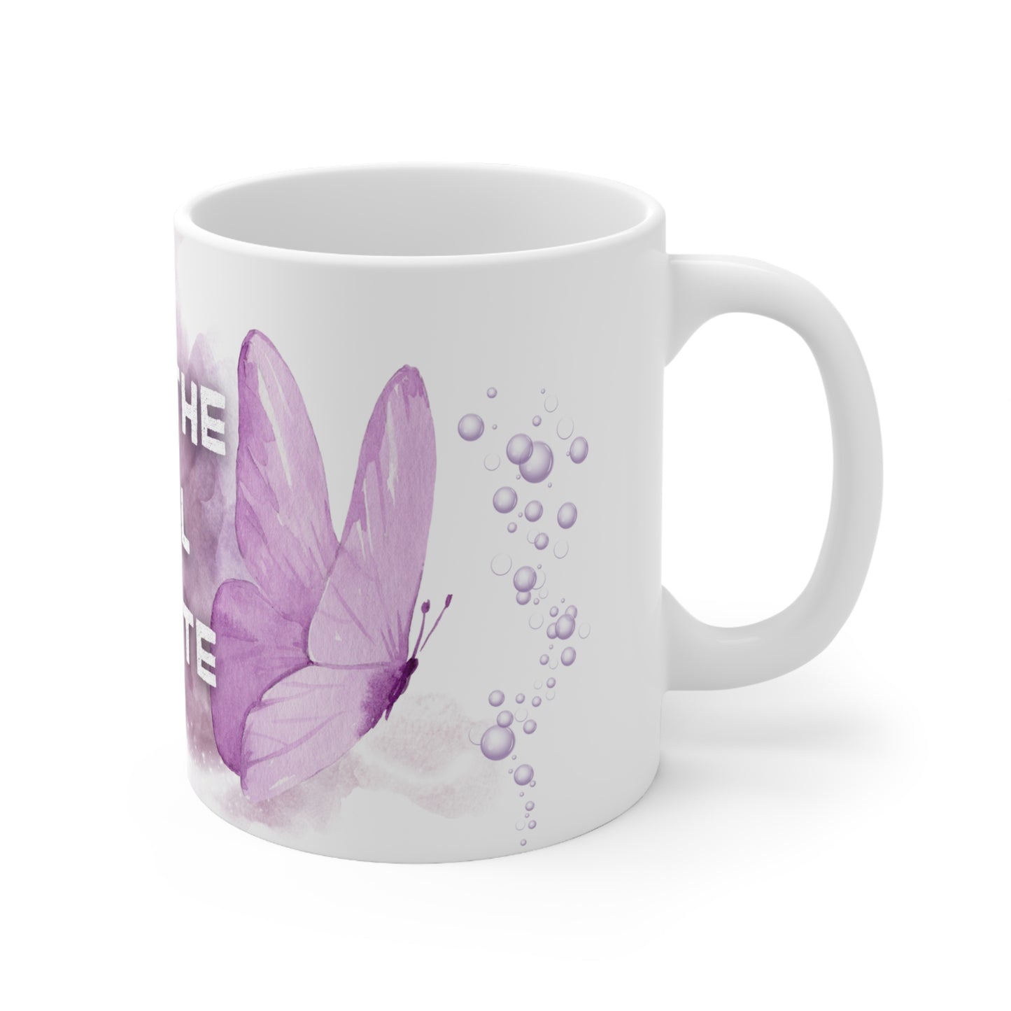 Mug "Breathe·Feel·Create" - Purple Butterfly- Inspirational Mug  - Mindfulness, 11oz, 15oz