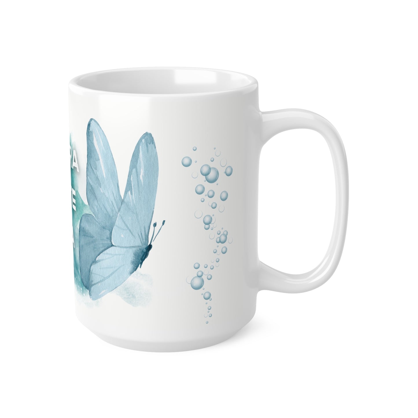 Taza "Respira·Siente·Crea" - Mariposa Turquesa - Taza Inspiradora - Regalo Motivación - Mindfulness, 11oz, 15oz